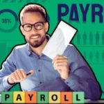 A smiling financial expert in glasses holds up a paycheck, illustrating how a payroll savings program helps you take control of your earnings for a secure future